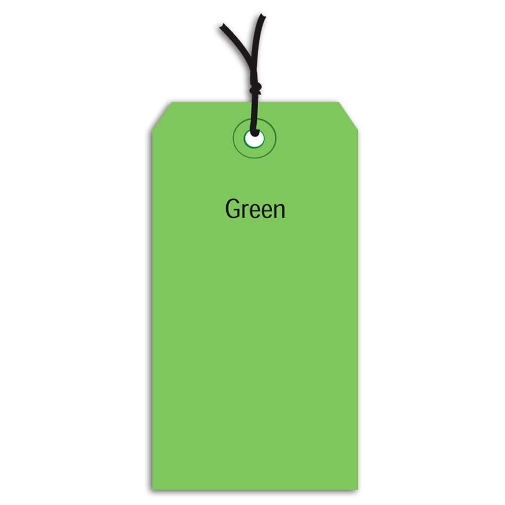 Partners Brand Prestrung Color Shipping Tags, #8, 6 1/4in x 3 1/8in, Green, Box Of 1,000