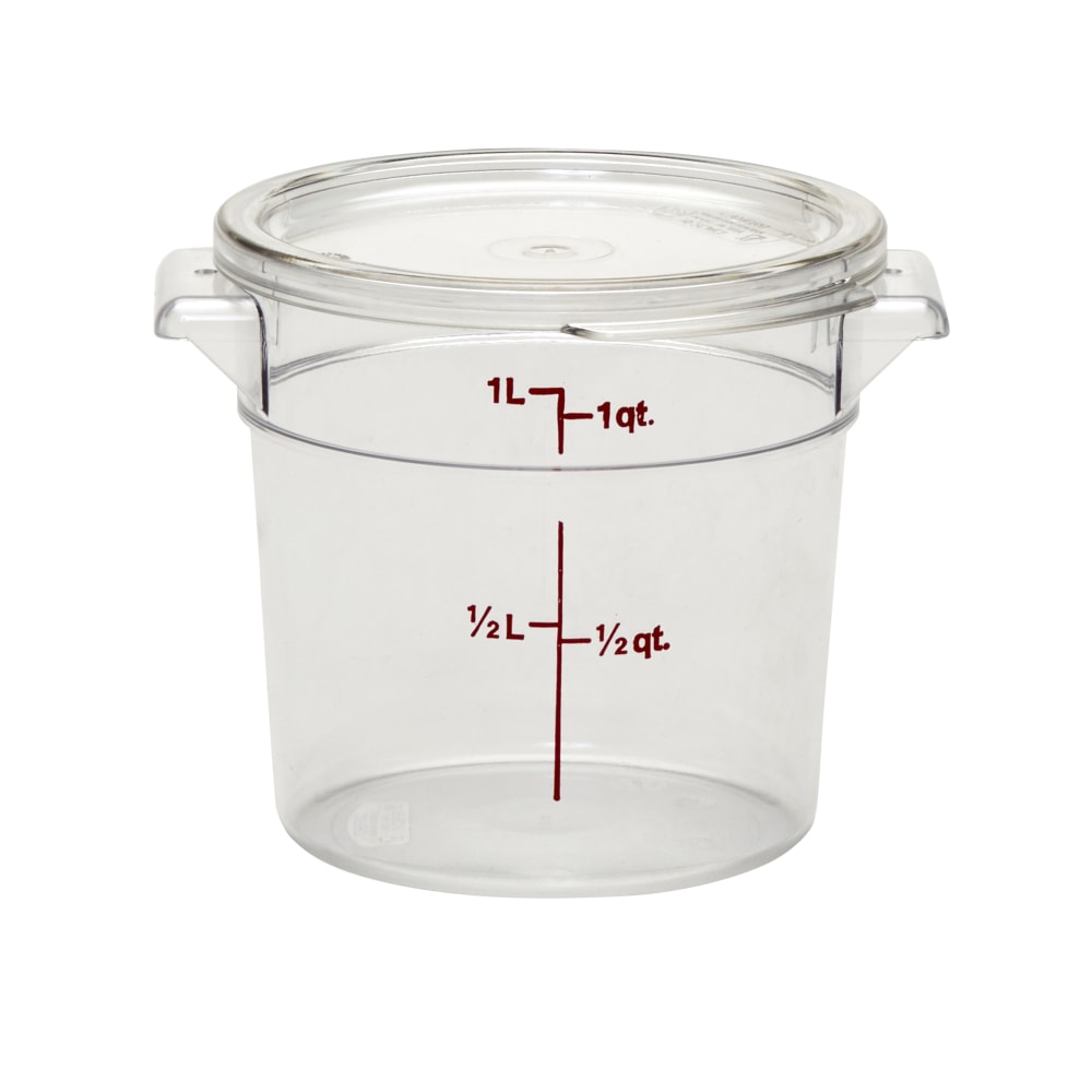 Cambro Camwear Round Food Storage Lids For 1-Qt Containers, Clear, Pack Of 12 Lids