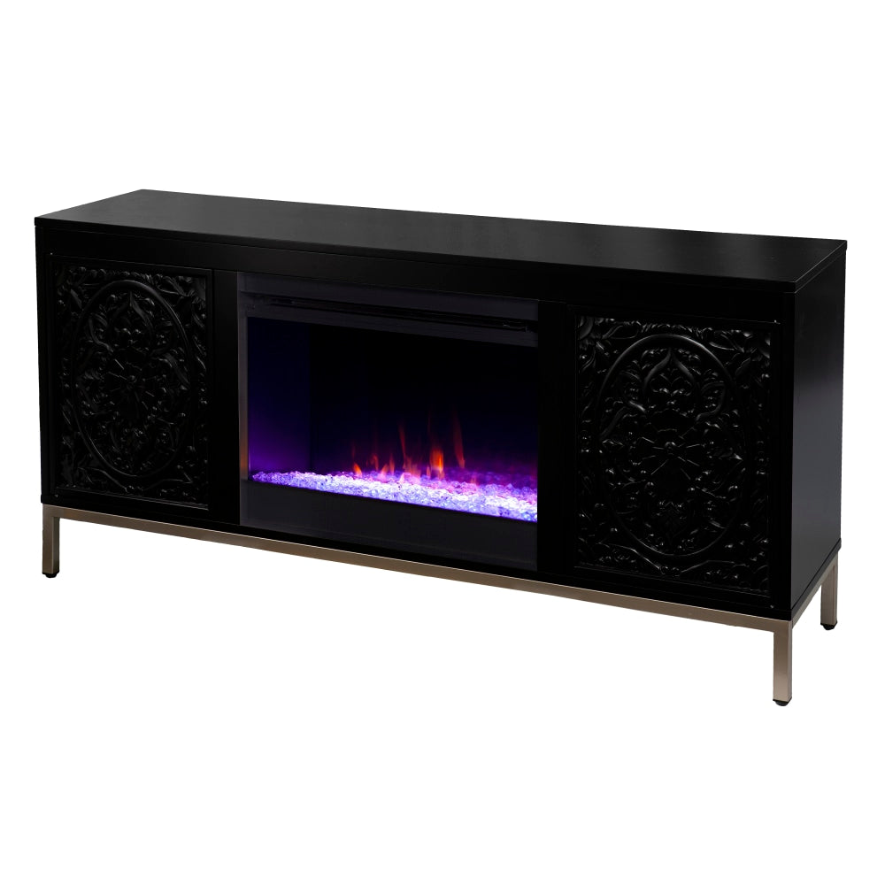 SEI Furniture Winsterly Color-Changing Fireplace, 29inH x 58inW x 15inD, Black/Champagne