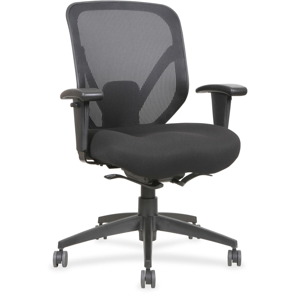 Lorell Self-Tilt Mid-Back Chair, Fabric Back, Black