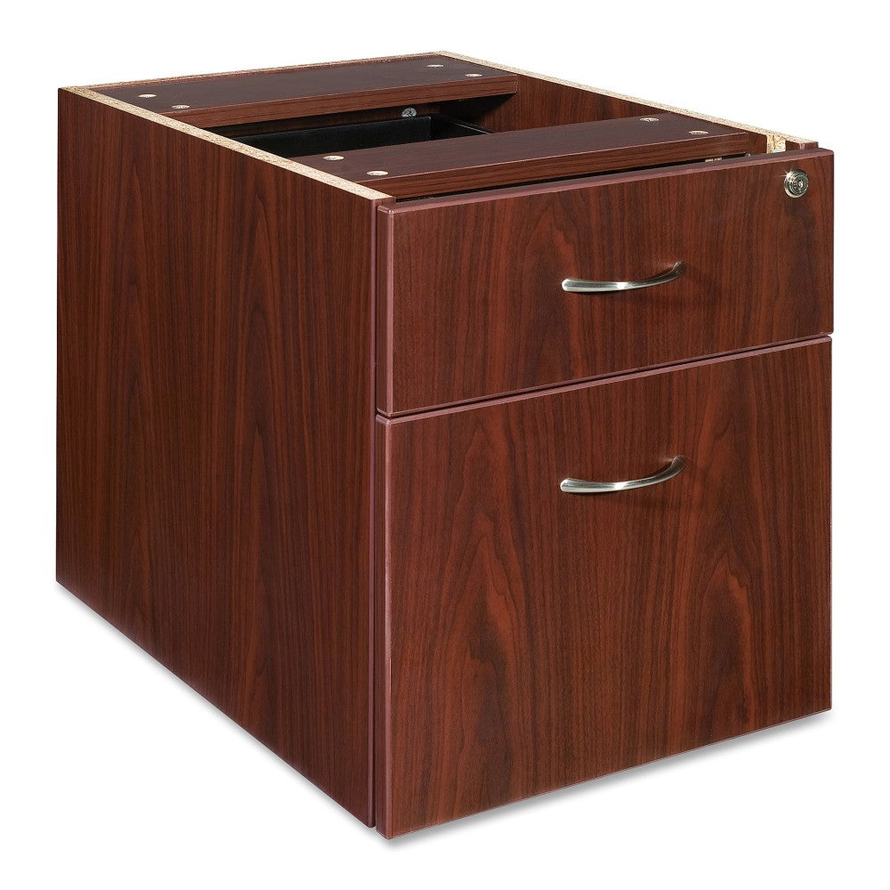 Lorell Essentials 16inW Vertical 2-Drawer Fixed Pedestal Box/File Cabinet For Computer Desk, Mahogany