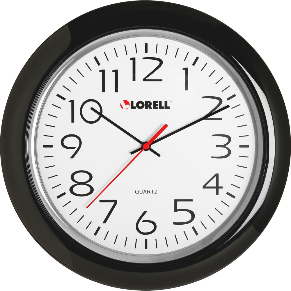 Lorell 13-1/4in Round Quartz Wall Clock, Black