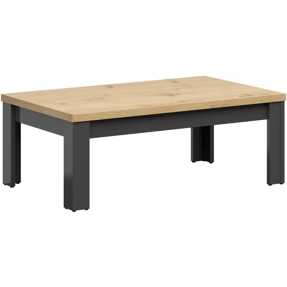 Lifestyle Solutions Essex Coffee Table, 15-3/4inH x 43-1/3inW x 25-3/5inD, Dark Gray/Natural