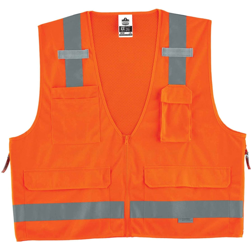 Ergodyne GloWear Safety Vest, Surveyors 8250Z, Type R Class 2, 2X/3X, Orange