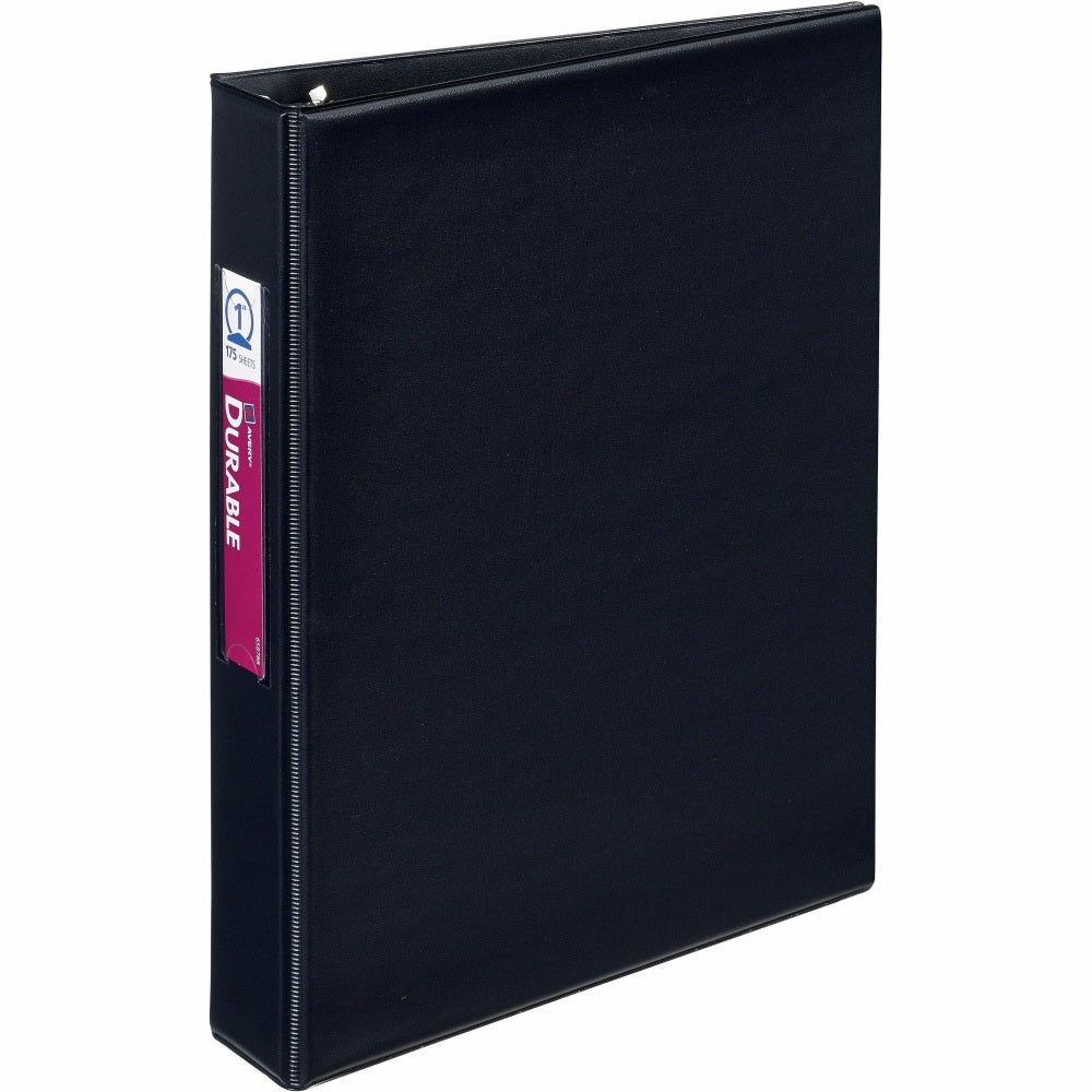 Avery Durable 3-Ring Binder, 1in Round Rings, Half Letter (5-1/2in x 8-1/2in), 45% Recycled, Black