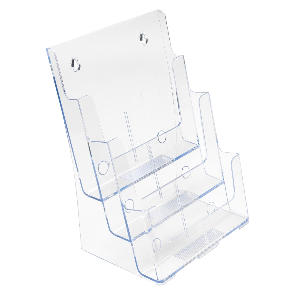 Deflecto 3-Tier Magazine Literature Holder, 12 5/8inH x 9 1/2inW x 6 1/4inD, Clear