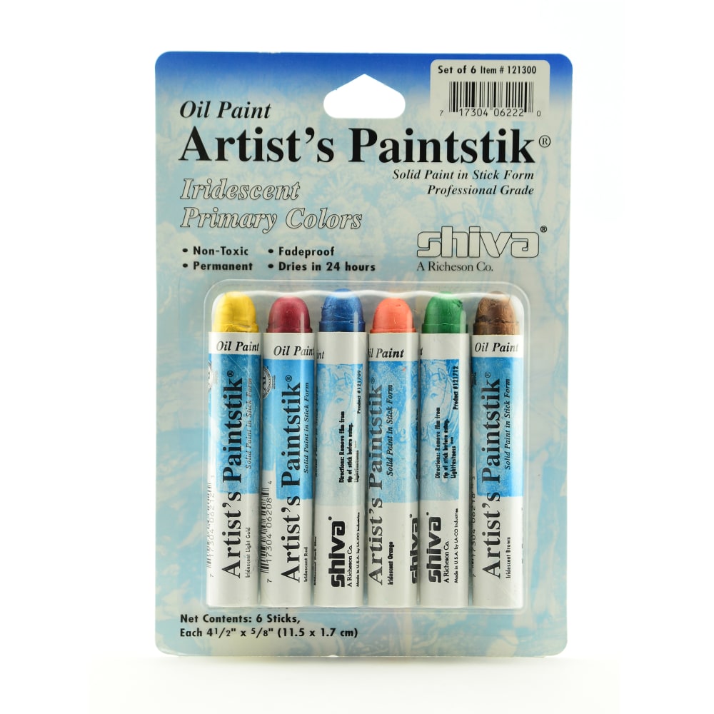 Shiva Artists Paintstik Oil Color Set, Iridescent Primary Colors Set, Set Of 6