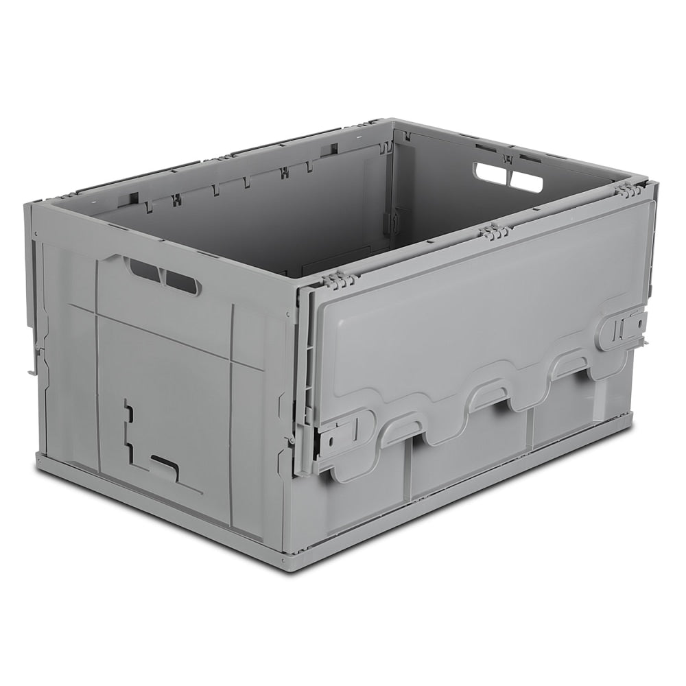 Mount It! Collapsible Plastic Storage Crate, 23.25in x 15.5in x 12.5in, Gray