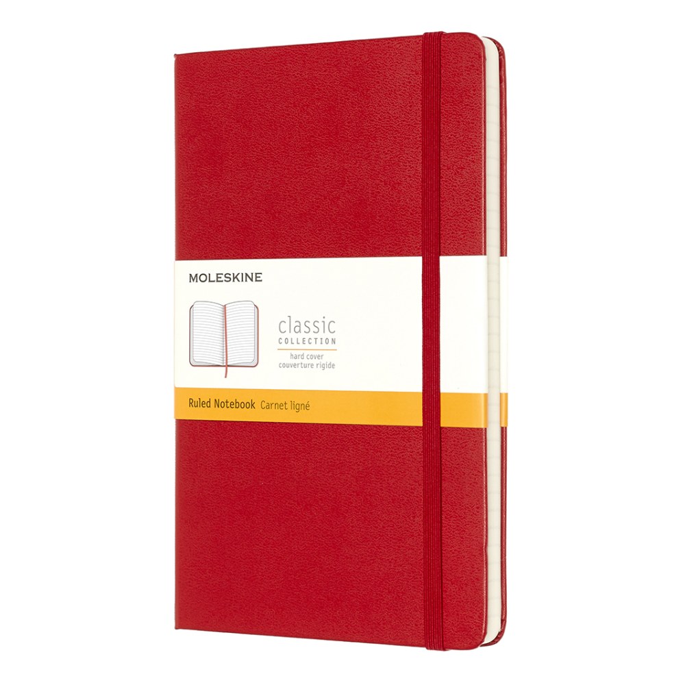 Moleskine Classic Hard Cover Notebook, 5in x 8-1/4in, Ruled, 240 Pages, Red