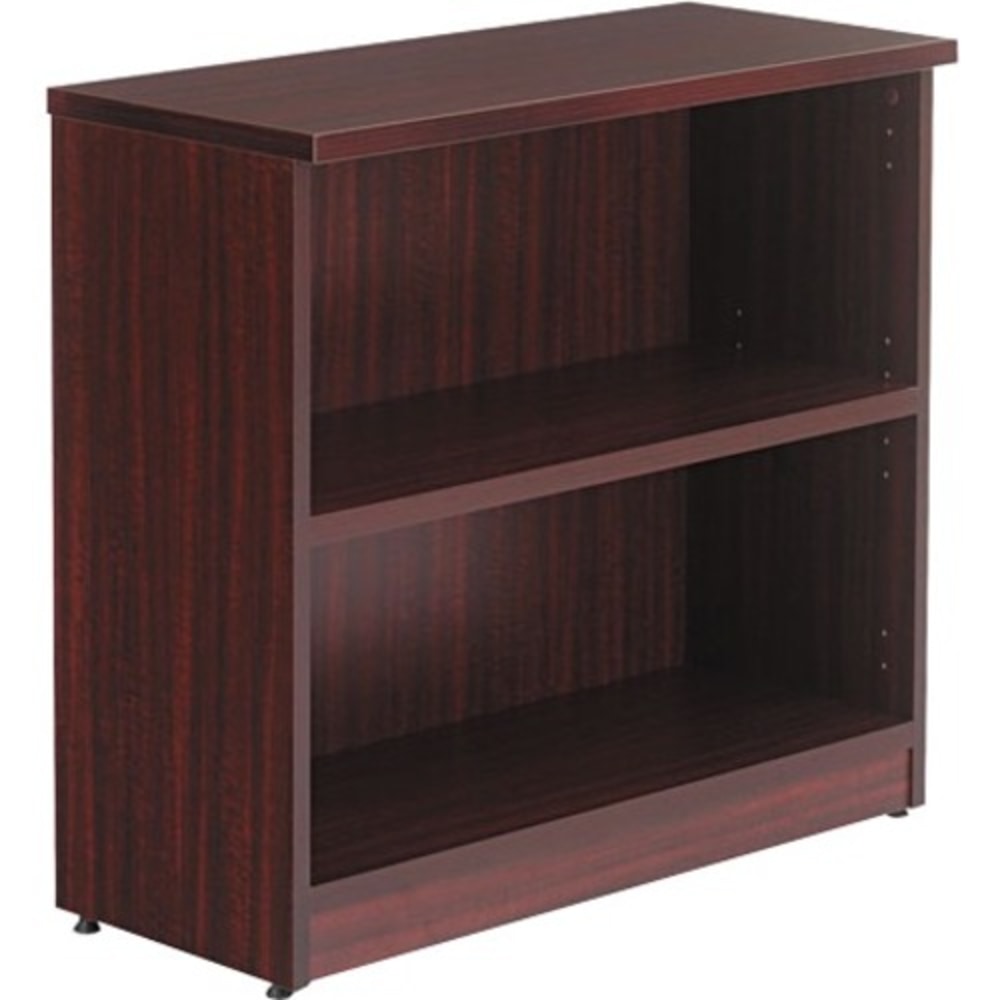 Alera Valencia 30inH 2-Shelf Bookcase/Storage Cabinet, Mahogany