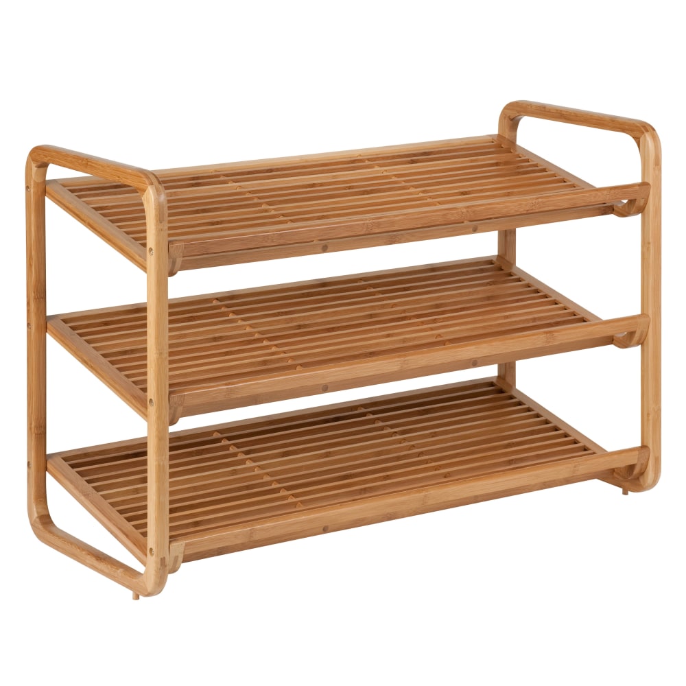 Honey-can-do SHO-01599 3-Tier Deluxe Bamboo Shoe Storage Rack, Natural - 24 x Shoes - 3 Tier(s) - 20in Height x 13in Width30in Length - Eco-friendly, Ventilated, Moisture Resistant, Durable - Bamboo