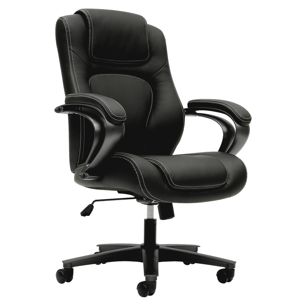 HON Basyx Ergonomic Bonded Leather Fixed Arm Executive Chair, Black