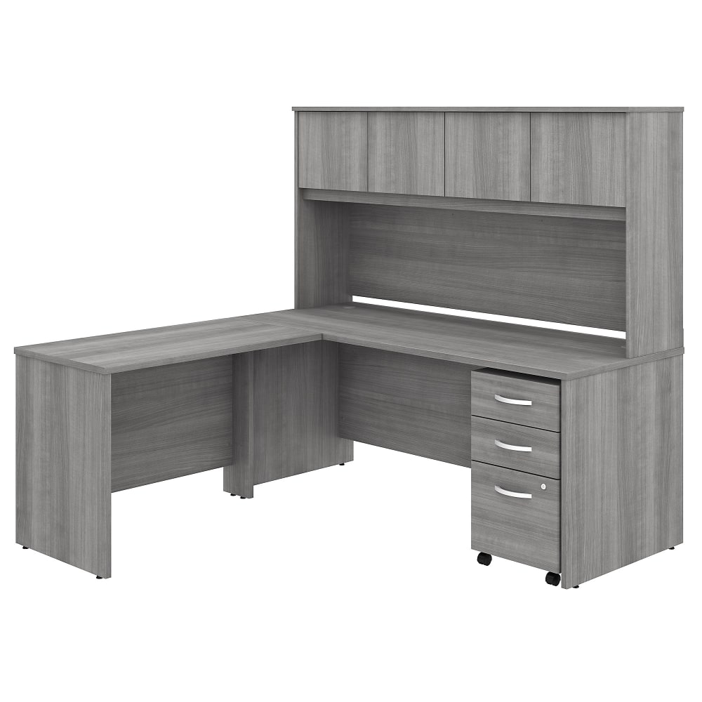 Bush Business Furniture Studio C 72inW x 30inD L-Shaped Desk With Hutch, Mobile File Cabinet And 42inW Return, Platinum Gray, Standard Delivery