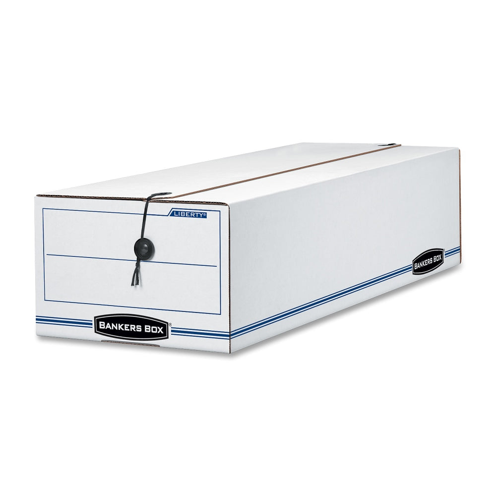 Bankers Box Liberty Corrugated Storage Boxes, 6 1/4in x 9 3/4in x 23 3/4in, White/Blue, Case Of 12