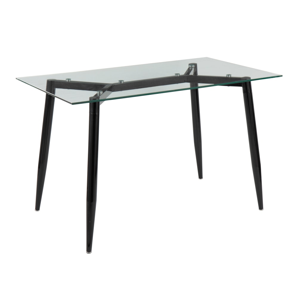 LumiSource Clara Contemporary Table, 30in x 47-1/4in, Black/Clear