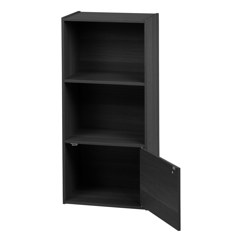 IRIS 35inH 3-Tier Storage-Shelf With Door, Black