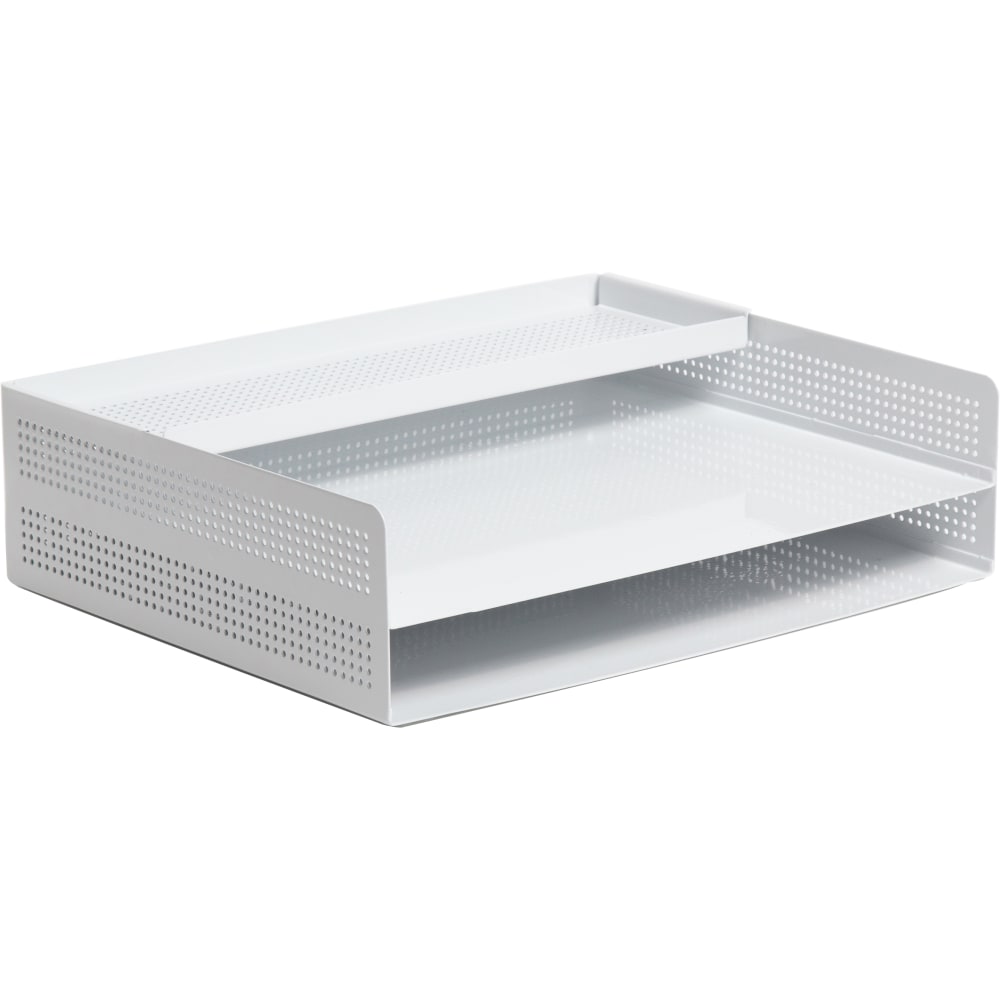 U Brands Modern Perforated Metal Paper Tray, Letter Size, White