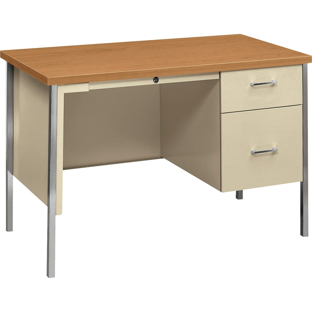 HON 34000 46inW Steel Single-Pedestal Computer Desk, Harvest/Putty