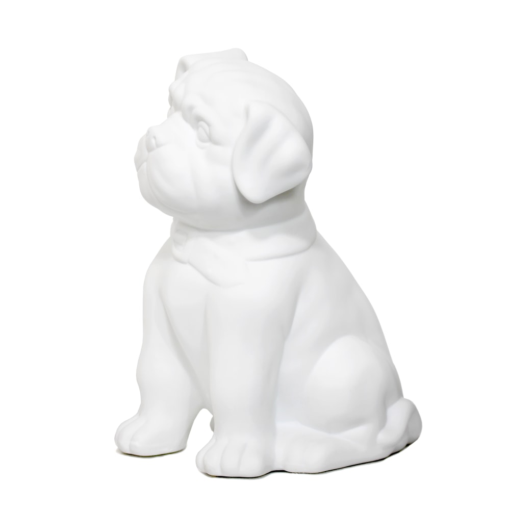 Simple Designs Porcelain Puppy Dog Table Lamp, 10 3/8inH, White Shade/White Base