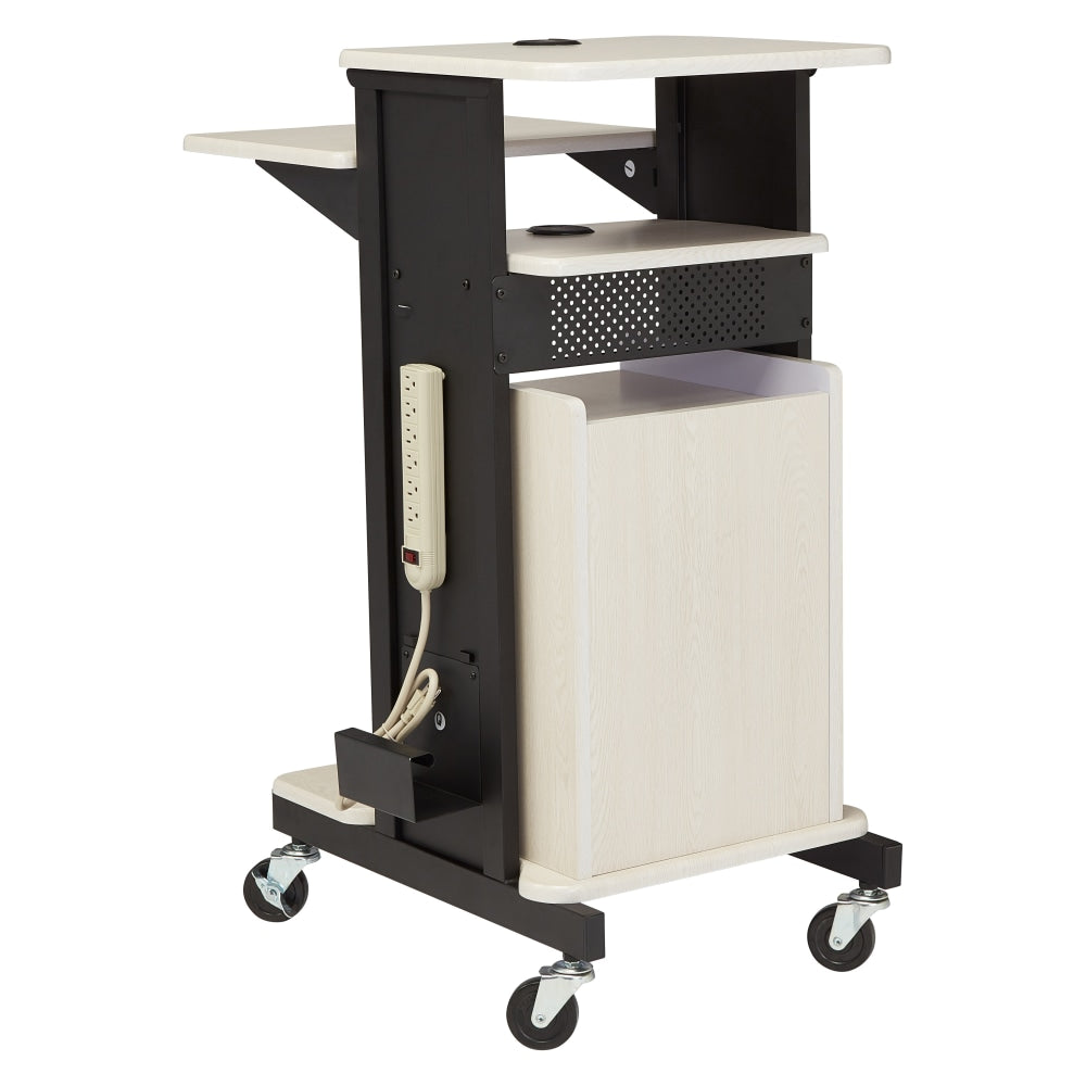 Oklahoma Sound? Premium Plus Presentation Cart With Storage Cabinet, Ivory/Black