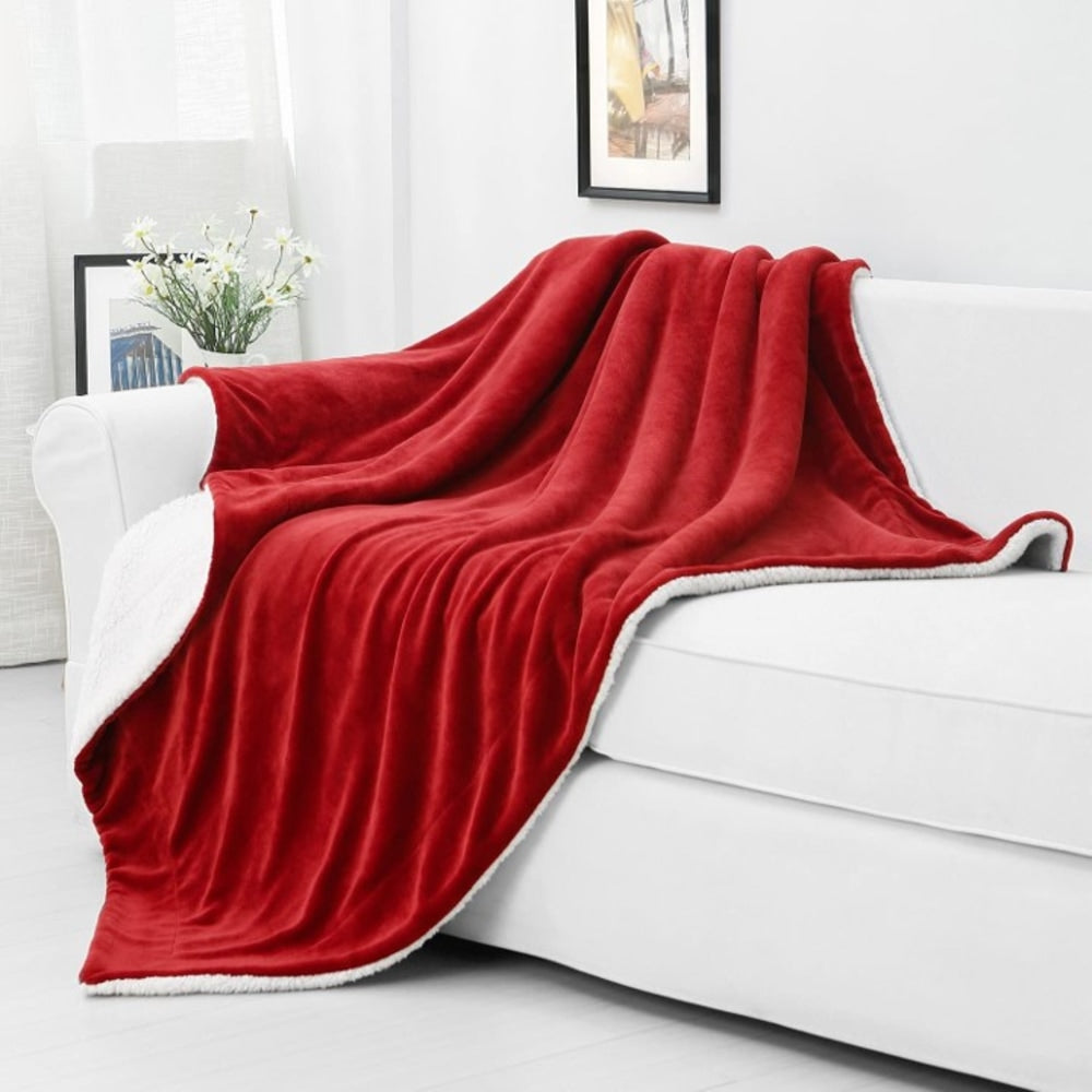 Sedona House Westinghouse Plush Sherpa Throw, 60in x 70in, Red