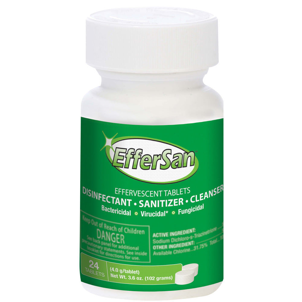 Effersan Disinfectant Tablets, 4 Grams, 24 Tablets Per Bottle, Case of 12 Bottles