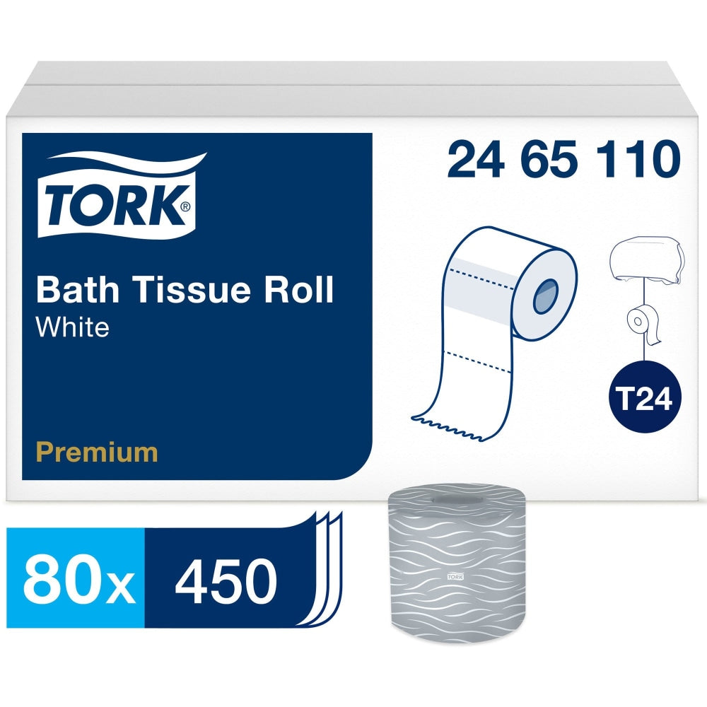 Tork Premium Bath Tissue Roll, 2-Ply - 2 Ply3.75in - 450 Sheets/Roll - 4.35in Roll Diameter - White - 450 Rolls Per Container - 80 / Carton