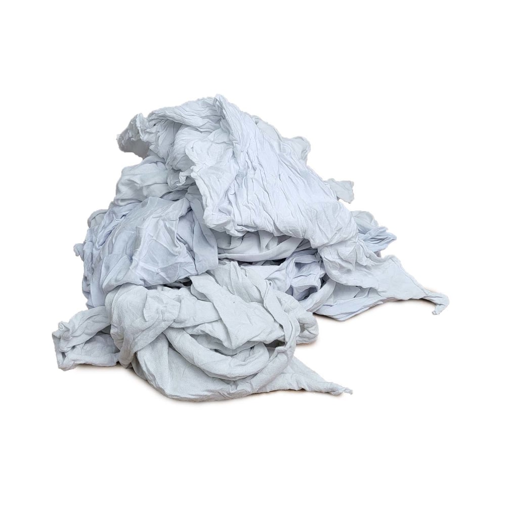 Pro-Clean Basics Smooth Jersey T-shirt Rags, Assorted Sizes, White, 100-Lb Pack