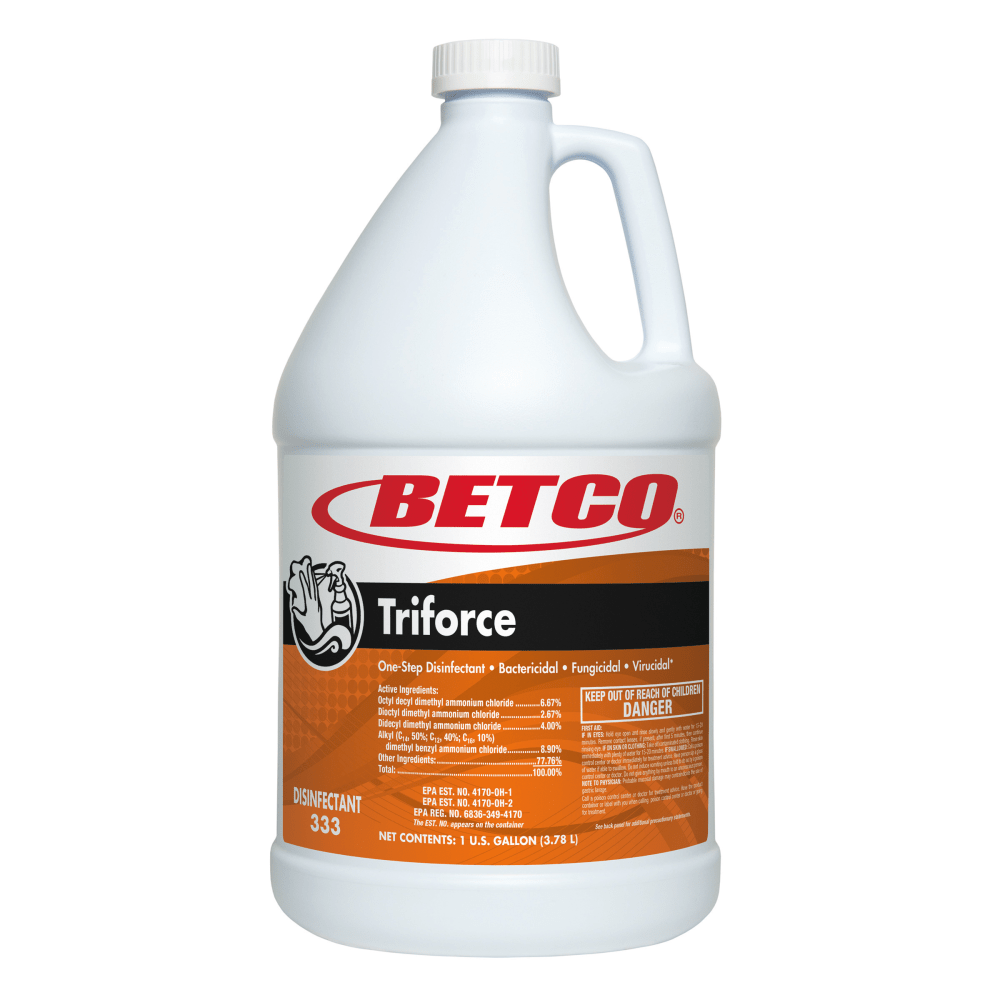 Betco Triforce Disinfectants, Fresh Scent, 142.24 Oz, Orange, Pack Of 4 Disinfectants