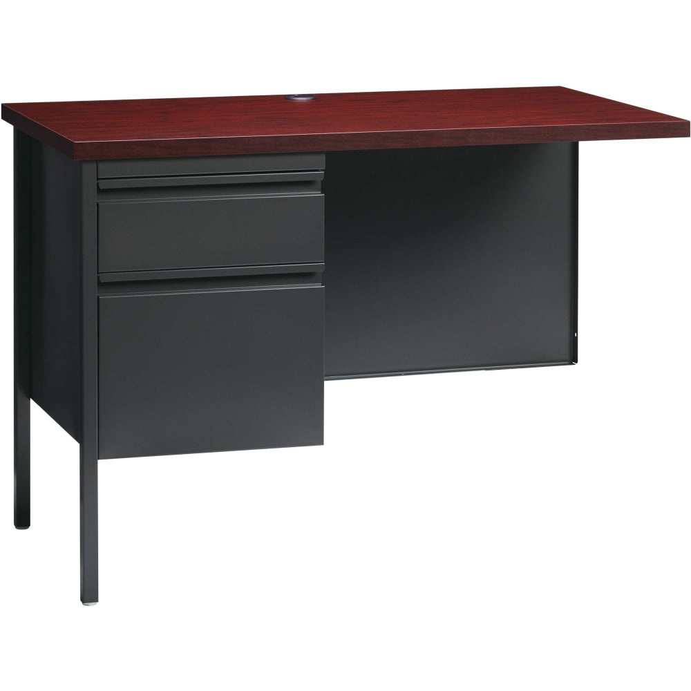 Lorell Fortress Series 42inW Steel Pedestal Return Desk, Left, Charcoal/Mahogany