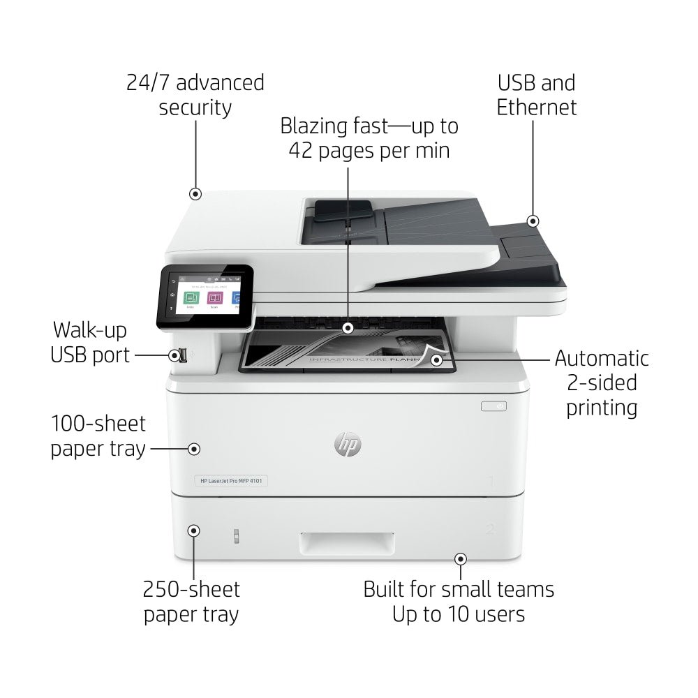 HP LaserJet Pro MFP 4101fdn Laser All-in-One Monochrome Printer