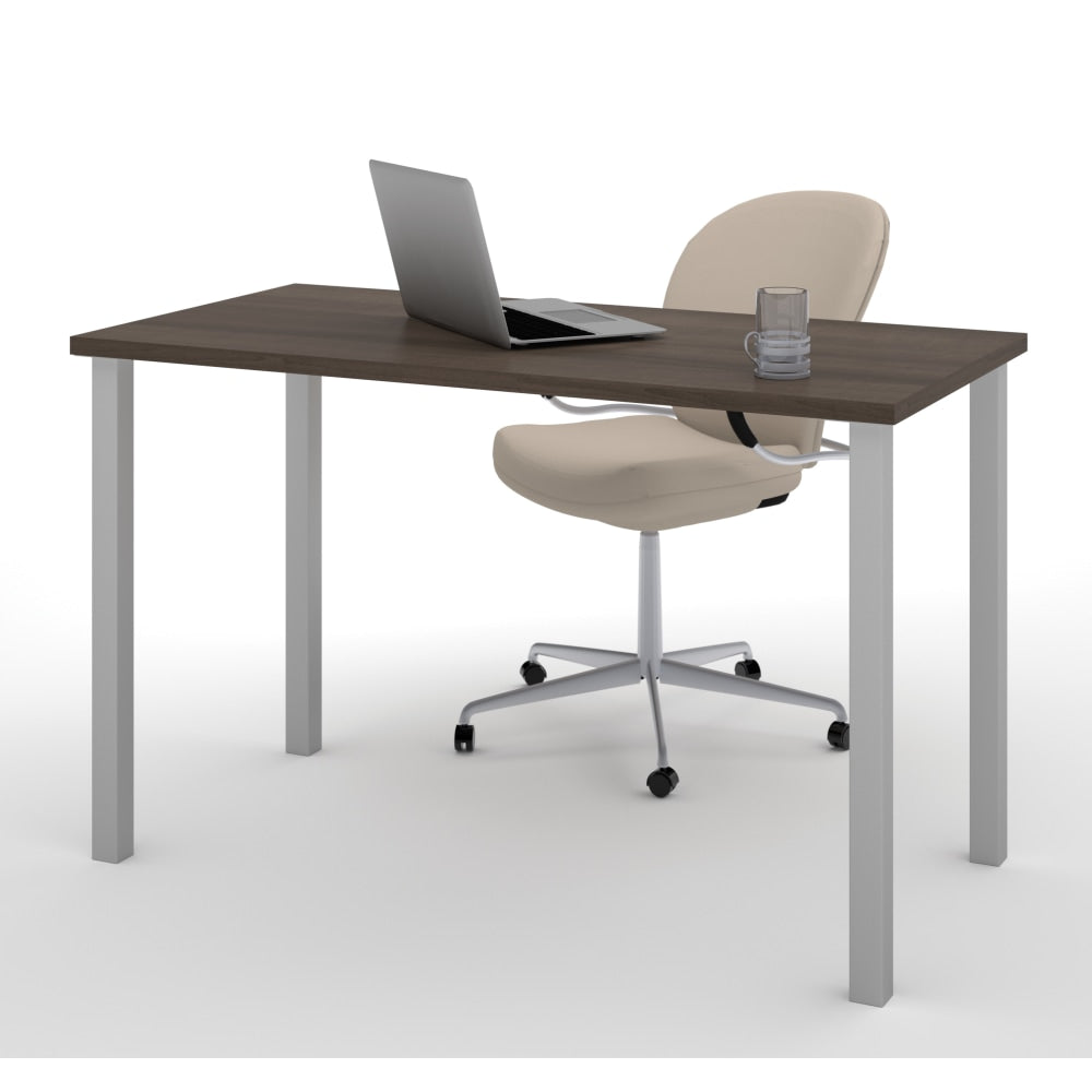 Bestar Universal 48inW Table Computer Desk With Square Metal Legs, Antigua