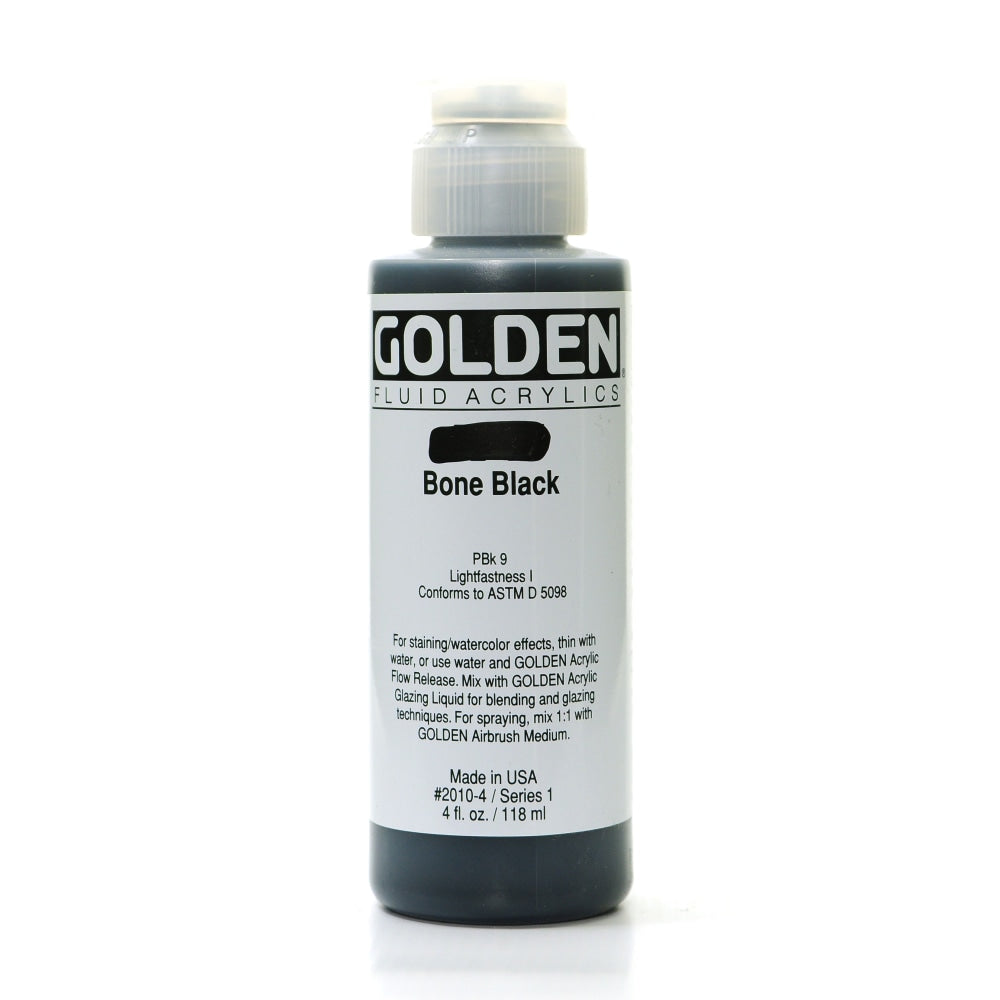 Golden Fluid Acrylic Paint, 4 Oz, Bone Black