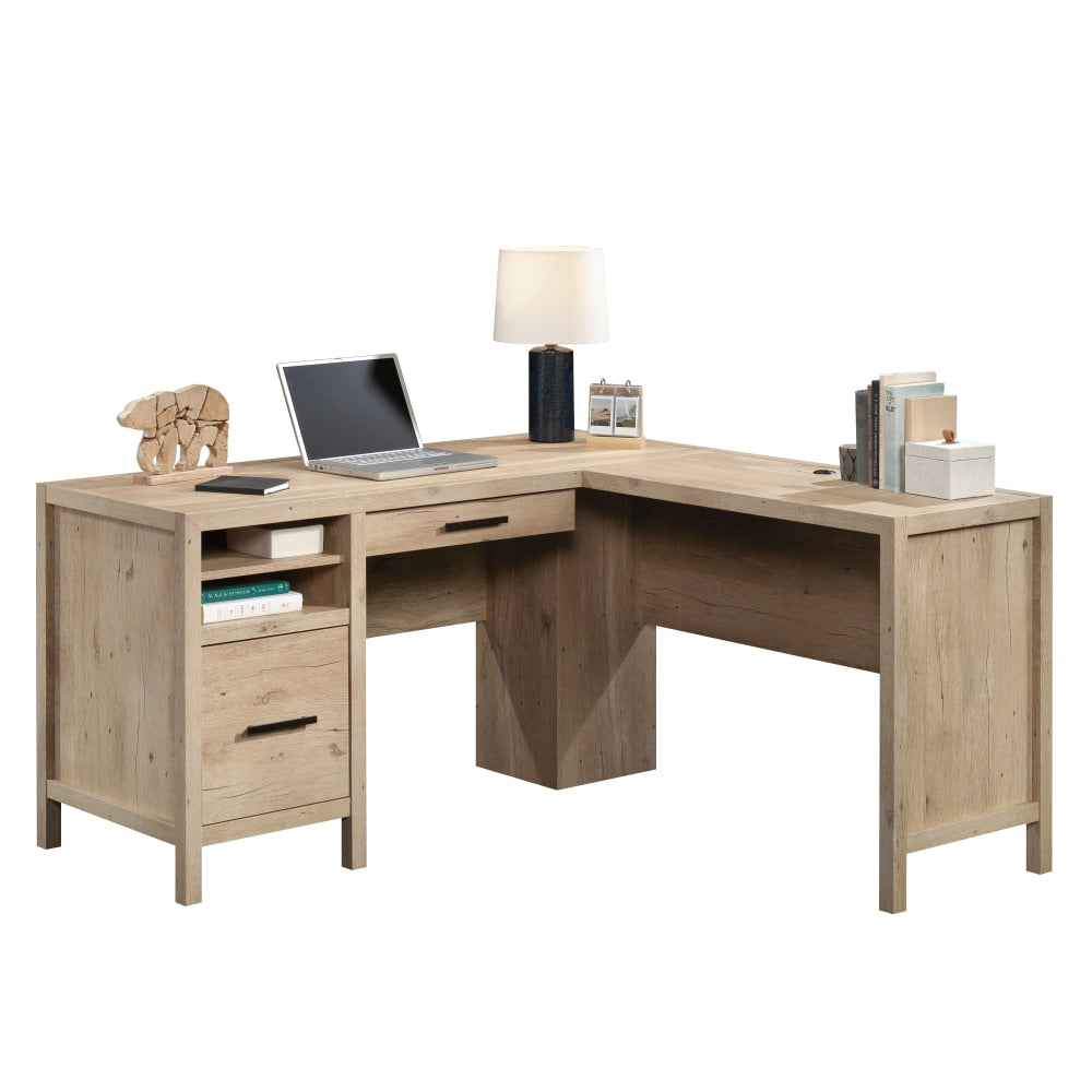 Sauder Pacific View 58inW L-Shaped Corner Desk, Prime Oak