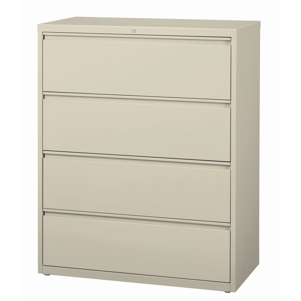 WorkPro 42inW x 18-5/8inD Lateral 4-Drawer File Cabinet, Putty