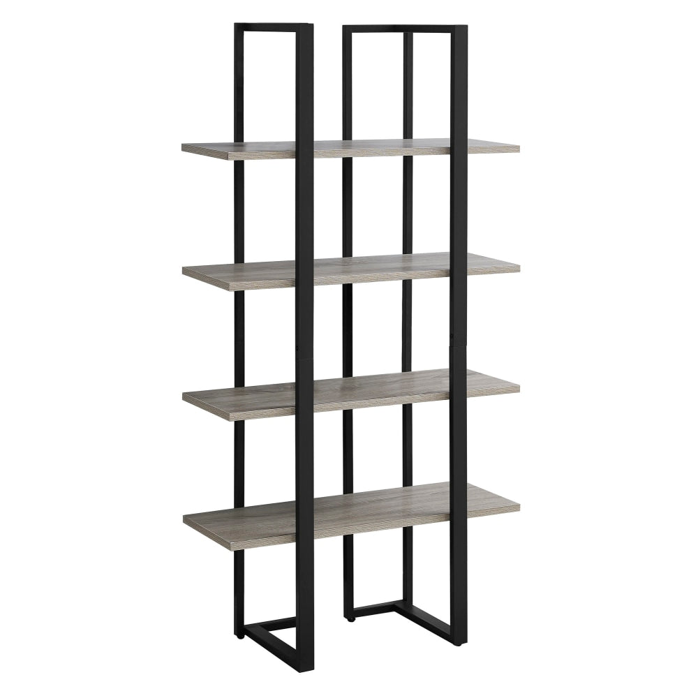 Monarch Specialties 60inH 4-Shelf Metal Bookcase, Dark Taupe/Black