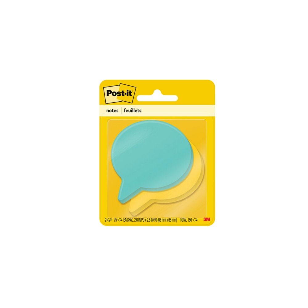 Post-it Notes, Super Sticky Die-Cut Thought Bubble Shape, 3in x 3in, Assorted Colors, Pack Of 2 Pads