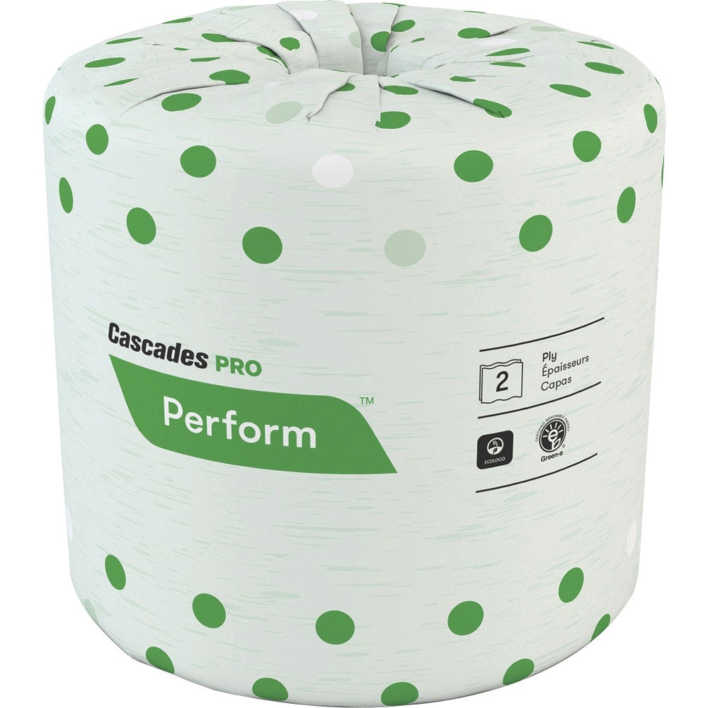 Cascades PRO Perform Standard Toilet Paper - 2 Ply - 4in x 3.50in - 336 Sheets/Roll - White - 48 / Carton