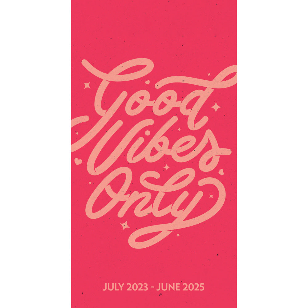 2023-2025 Willow Creek Press Checkbook 2-Year Monthly Academic Pocket Planner, 6-1/2in x 3-1/2in, Good Vibes Only, July 2023 To June 2025