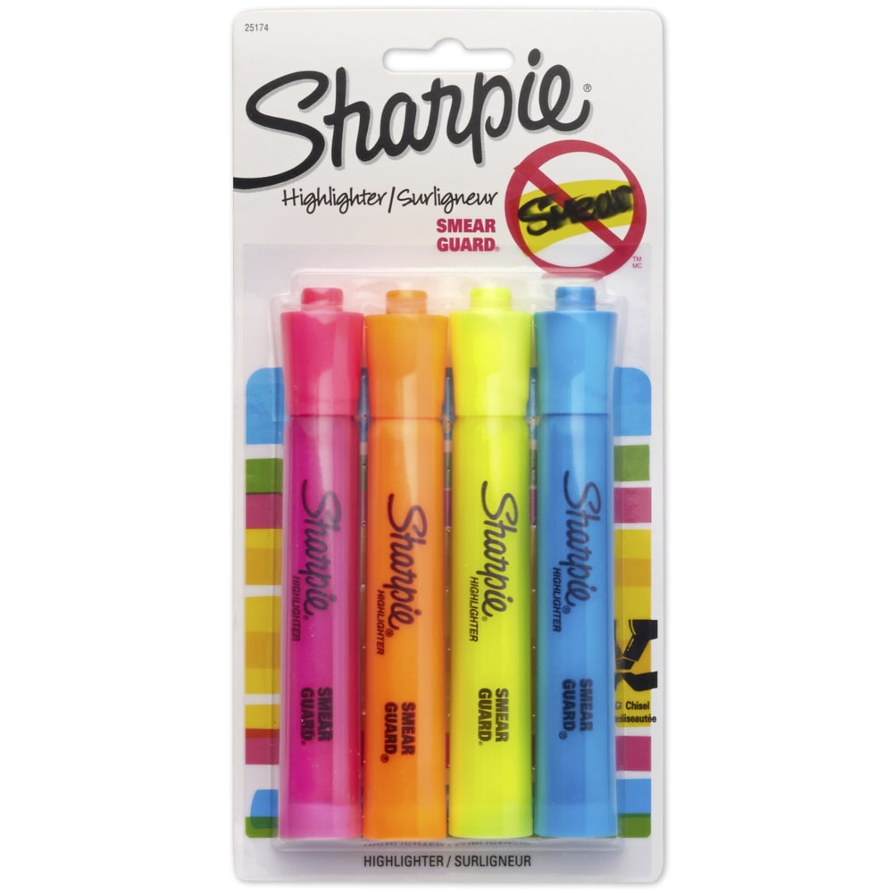 Sharpie Accent Highlighters, Assorted Colors, Pack Of 4