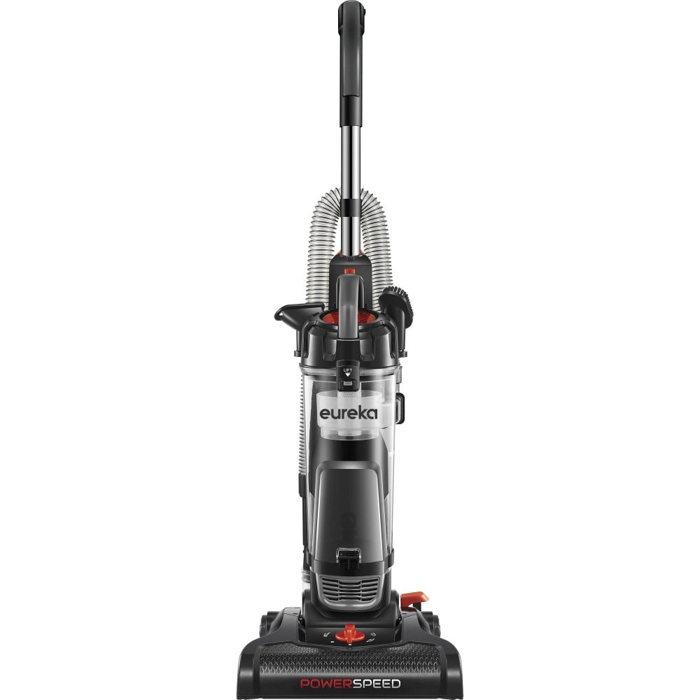 Eureka PowerSpeed Upright Vacuum Cleaner - Bagless - Crevice Tool, Brush Tool, Upholstery Tool, Extension Hose - 12.60in Cleaning Width - Carpet, Hardwood - 25 ft Cable Length - 84in Hose Length - Foam - Black, Silver