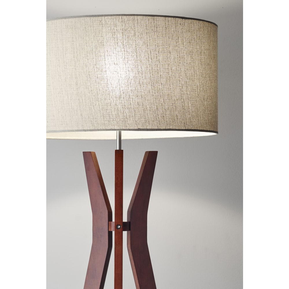 Adesso Bedford Shelf Floor Lamp, 59 1/2inH, Oatmeal Shade/Walnut Base