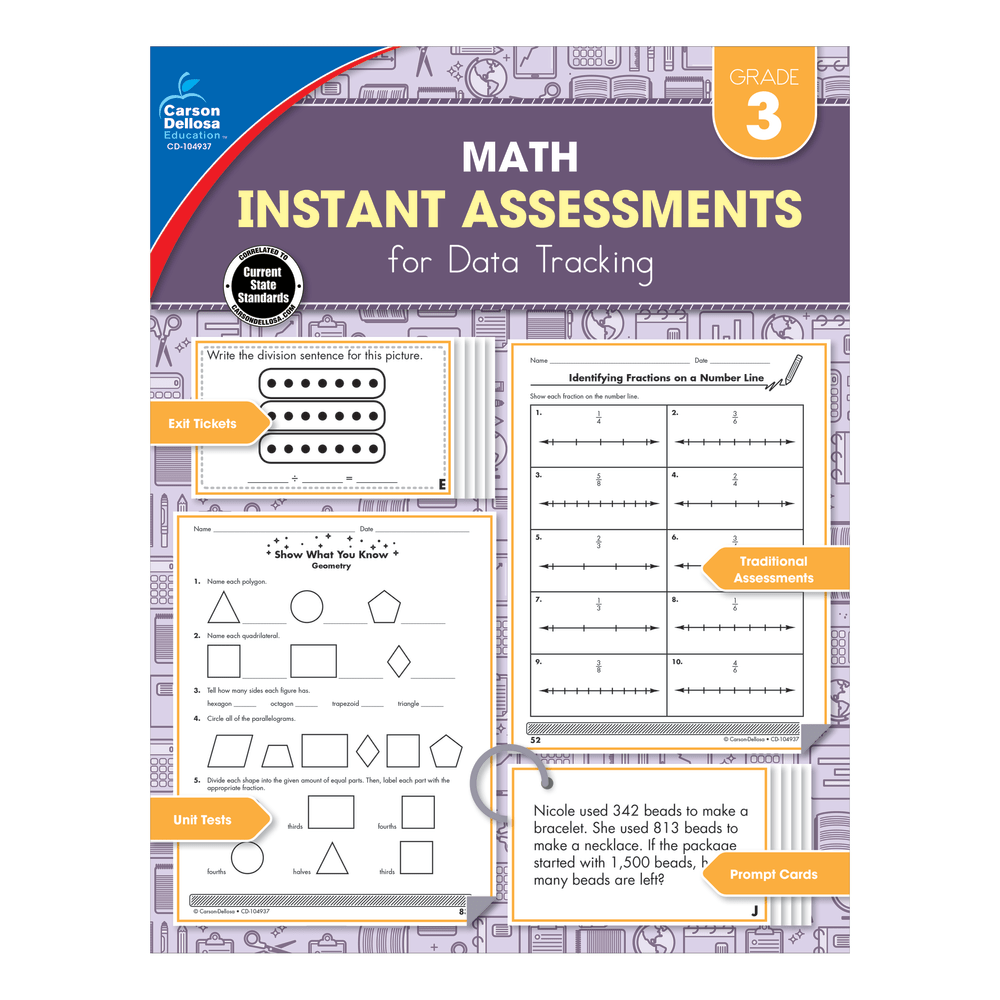 Carson-Dellosa Instant Assessments For Data Tracking Math Resource Book, Grade 3