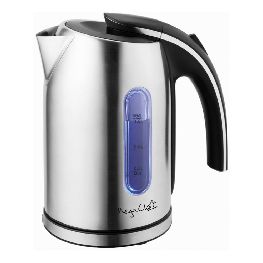 MegaChef 1.2-Liter Electric Tea Kettle, Silver