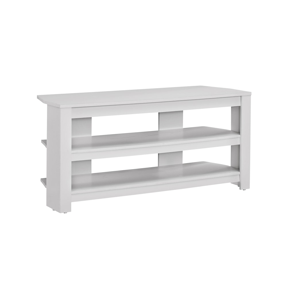 Monarch Specialties TV Stand, 3-Shelf, For Flat-Panel TVs Up To 40in, White