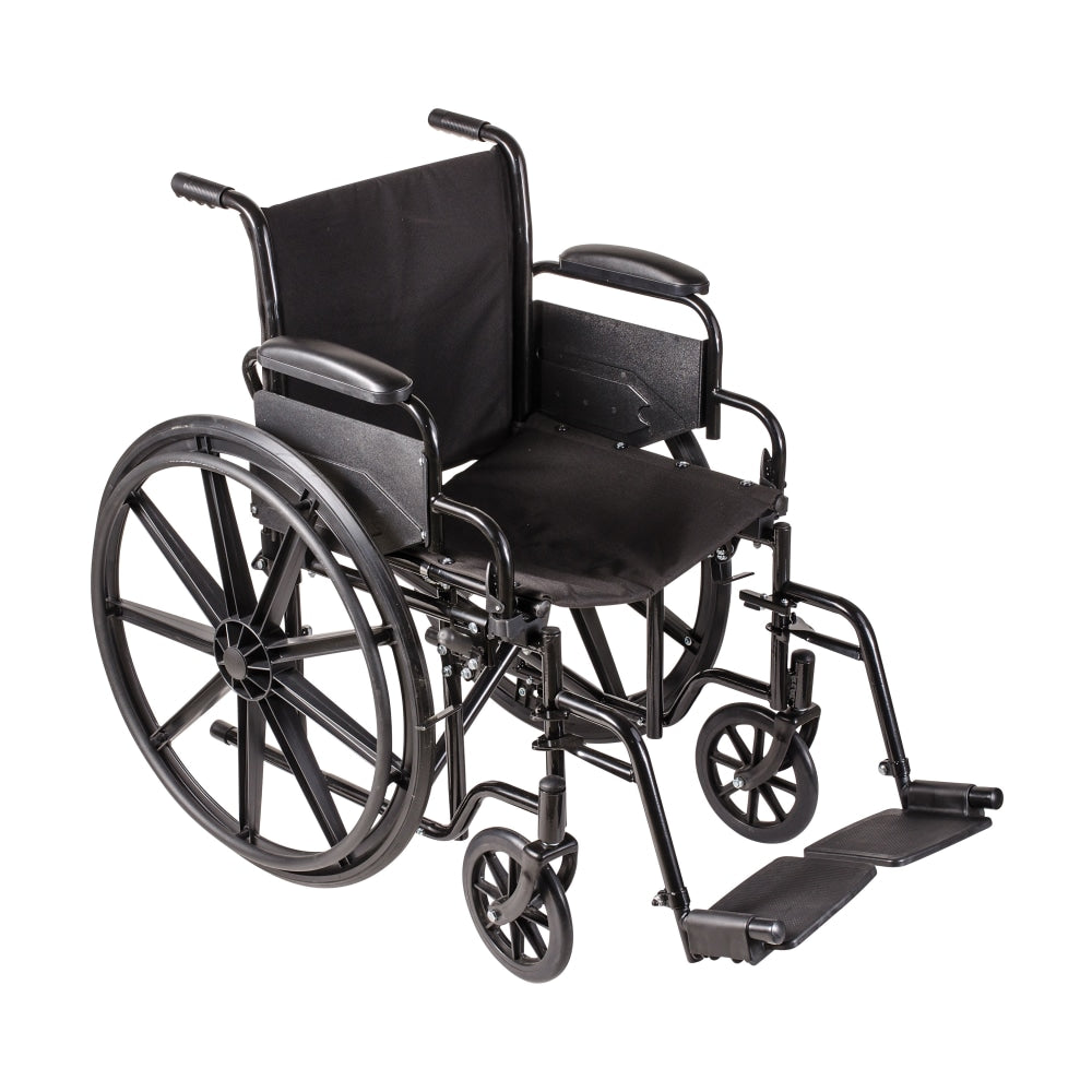 DMI Carbon-Steel Folding Wheelchair, 37inH x 26inW x 18inD, Silver/Black