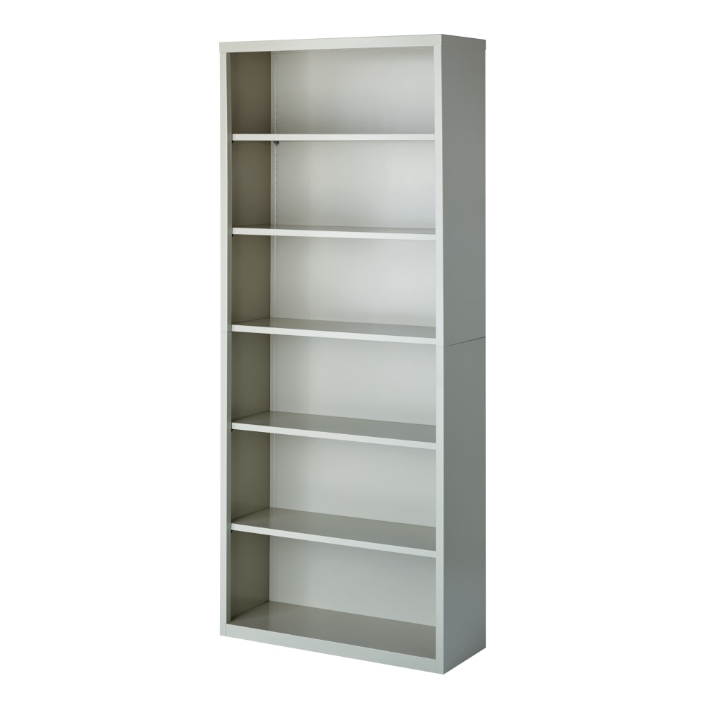 Hirsh 82inH 6-Shelf Metal Bookcase, Light Gray