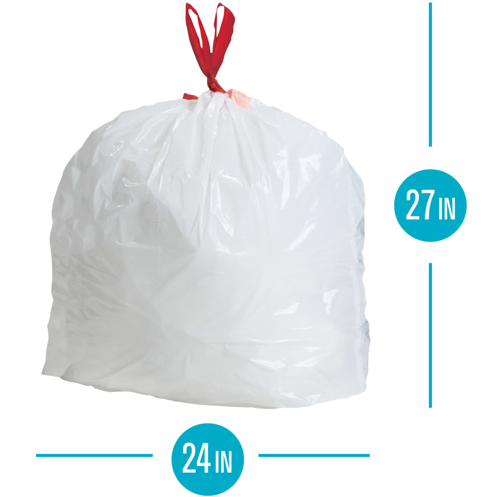 Highmark Tall 0.9 mil Drawstring Kitchen Trash Bags, 13 Gallon, 27.375in x 24in, White, Box Of 120