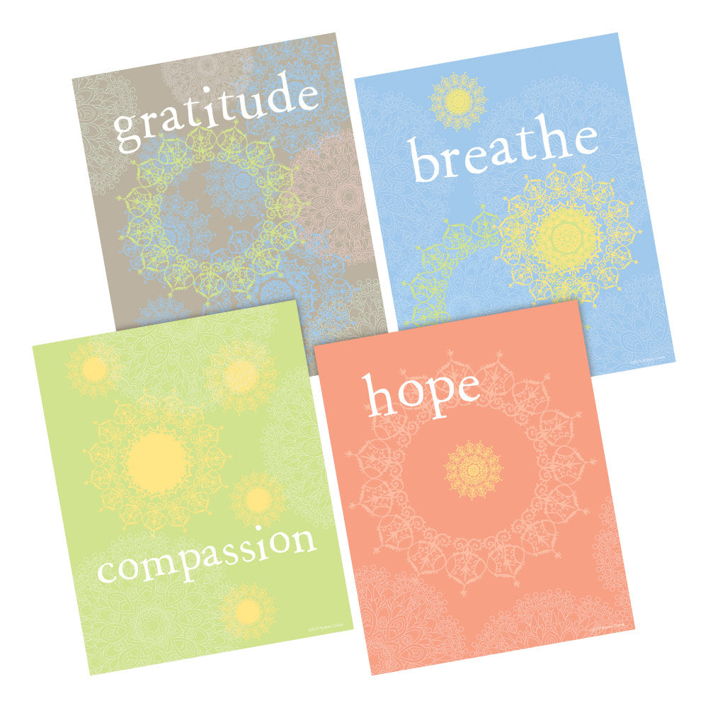 Barker Creek Art Print Set, 8in x 10in, Mindfulness, Set Of 4 Prints