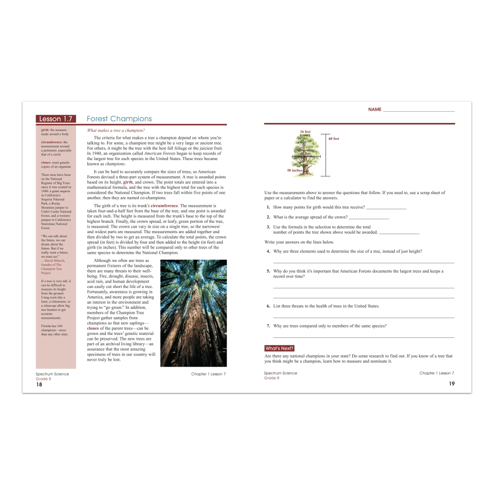 Carson-Dellosa Spectrum Science Workbook, Grade 8